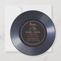 Retro Vinyl Record Noir Mariage Enregistrer la Dat