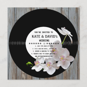 Invitation Retro Vinyl Record Rustic Mariage campagnard Invit