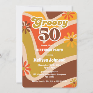Invitation Retro Wave Daisies Super 50e anniversaire