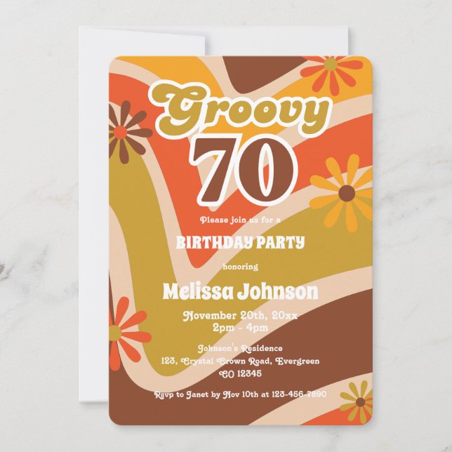 Invitation Retro Wave Daisies Super 70e anniversaire (Devant)
