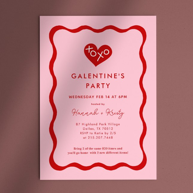 Invitation Retro XOXO Fête de la Saint-Galentin (Créateur téléchargé)