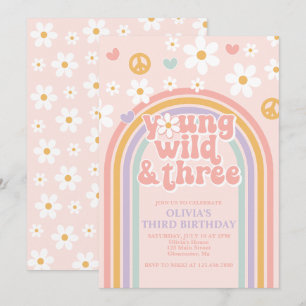 Invitation Retro Young Wild et Three Rainbow 3e anniversaire