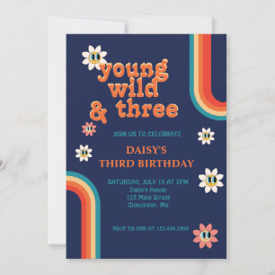 Invitation Retro Young Wild et trois Anniversaire