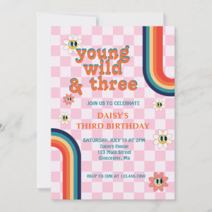 Invitation Retro Young Wild et trois Anniversaire