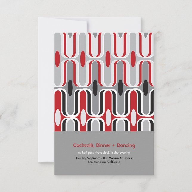 Invitation Retro Zig Zag Motif Art moderne Réception de maria (Devant)