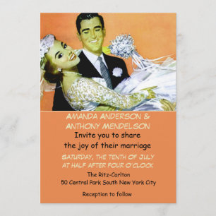 Invitation Rétros jeunes mariés vintages drôles