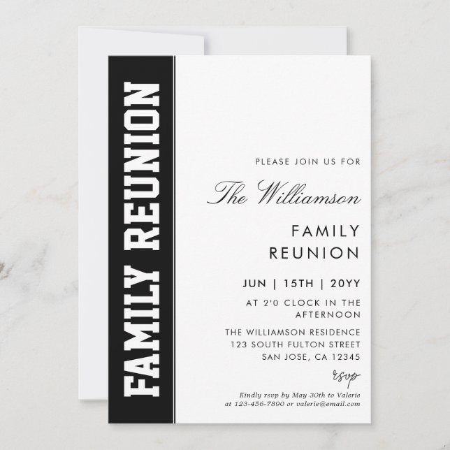 Invitation Retrouvailles familiales contemporaines, audacieus (Devant)