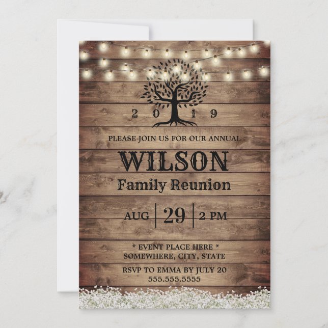 Invitation Retrouvailles familiales pour bébé rustique (Devant)