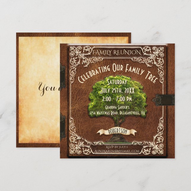 Invitation Retrouvailles familiales - Vintage (Devant / Derrière)