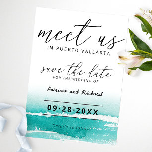 Invitation Retrouvez-Nous À La Destination Teal Mariage Enreg
