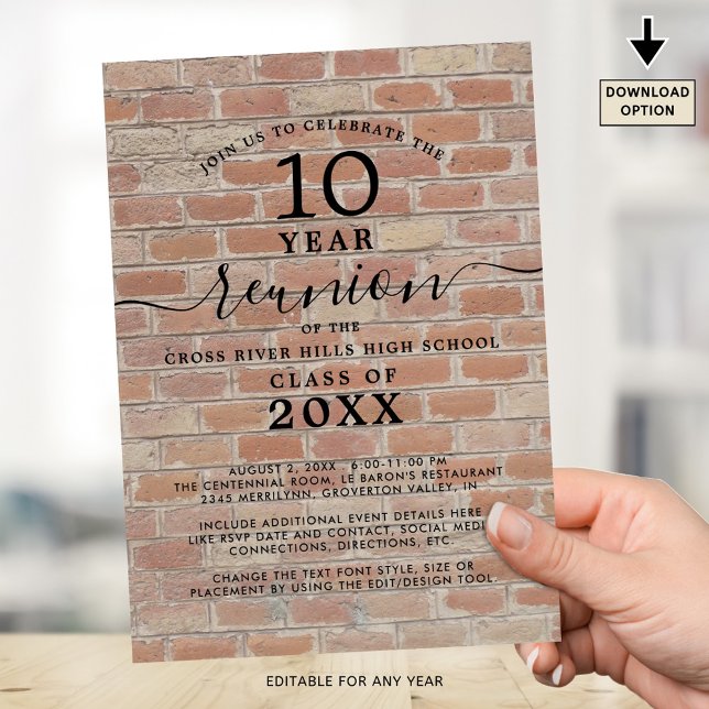 Invitation Réunion de classe chaque année Brick (Créateur téléchargé)