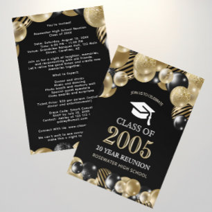 Invitation Réunion de classe élégante Black Gold Events