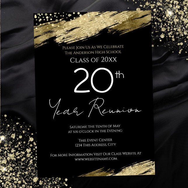 Invitation Réunion de classe Événements Noir et Or (Créateur téléchargé)