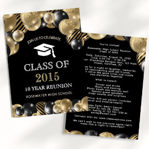 Invitation Réunion de classe moderne noir or
