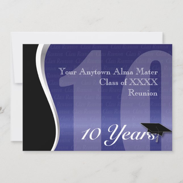 Invitation Réunion de classe personnalisée de 10 ans (Devant)