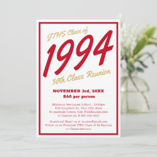 Invitation Reunion de classe secondaire simple personnalisée