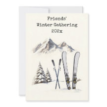 Réunion de famille à la montagne enneigée en aquar