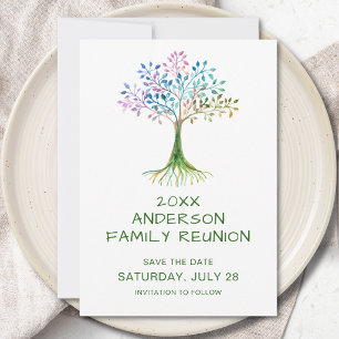 Invitation Réunion de famille arbre généalogique, date à rete