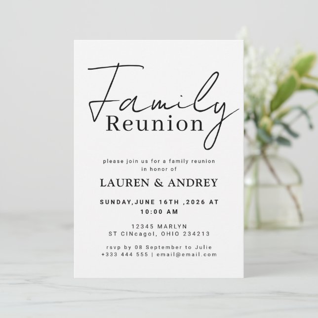 Invitation Réunion de famille de la génération moderne script (Debout devant)