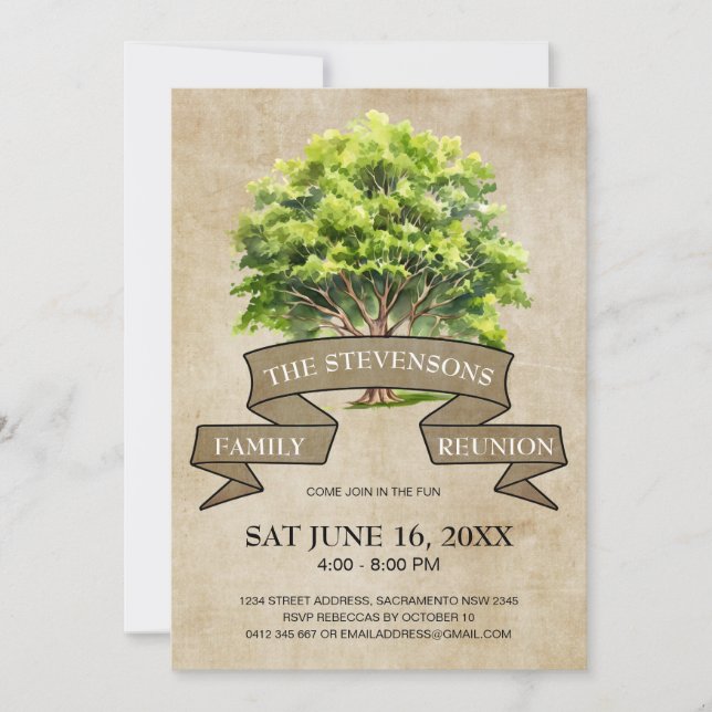 Invitation Réunion de famille de l'aquarelle rustique (Devant)