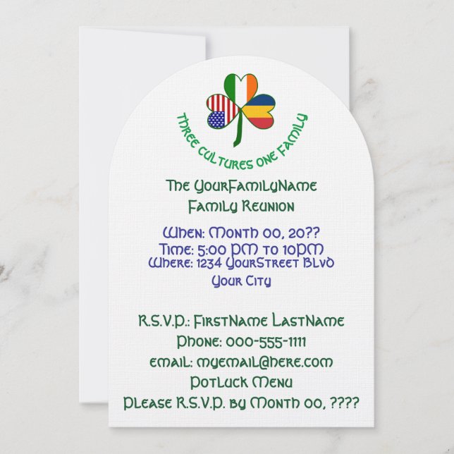 Invitation Réunion de famille des Shamrocks tchadiens irlanda (Devant)