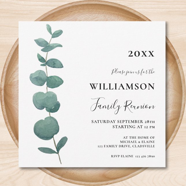 Invitation Réunion de famille Eucalyptus moderne (Créateur téléchargé)