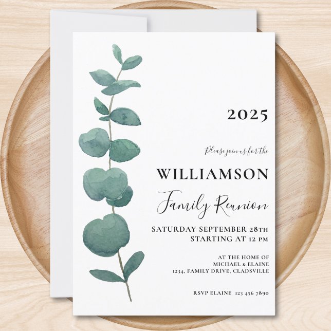 Invitation Réunion de famille Eucalyptus moderne (Créateur téléchargé)