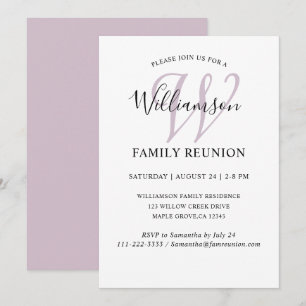 Invitation Réunion de famille Monogramme Simple
