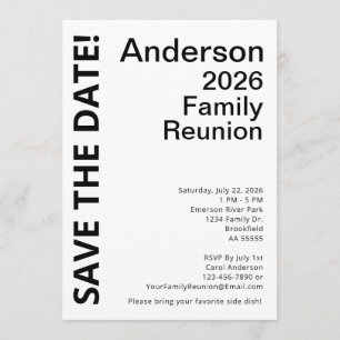 Invitation Réunion de famille noir et blanc, annoncez la date