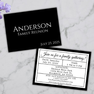 Invitation Réunion de famille noir et blanc audacieux