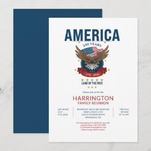 Invitation Réunion de famille patriotique America 250ème USA