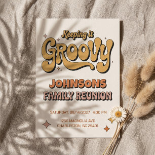 Invitation Réunion de famille rétro boho « Groovy »