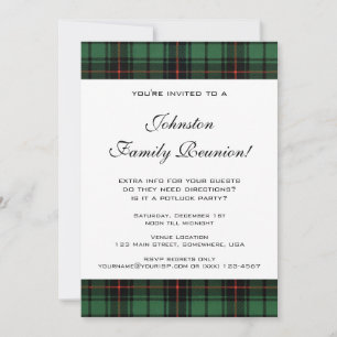 Invitation Réunion de famille vintage, motif tartan Davidson