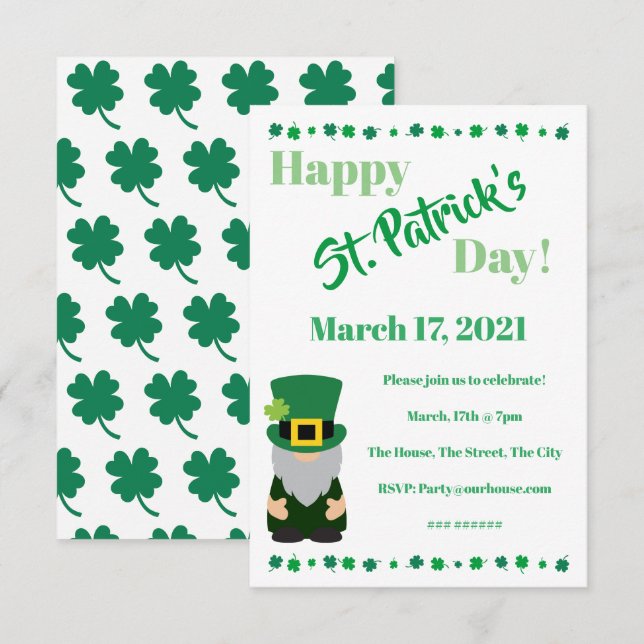 Invitation Réunion de fête de la Saint-Patrick (Devant / Derrière)