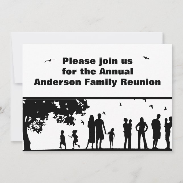 Invitation Réunion de la famille de pique-nique noire | Nom d (Devant)