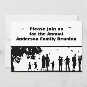 Invitation Réunion de la famille de pique-nique noire   Nom d