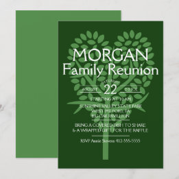 Invitation Réunion de la famille Green Heart Tree
