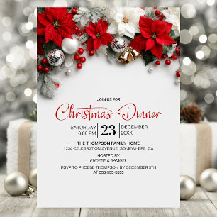 Invitation Réunion de Noël au poinsettia moderne