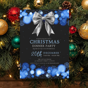 Invitation Réunion de Noël de vacances de Noël Hiver Argent N