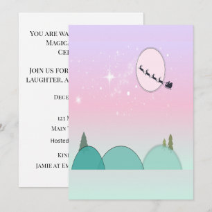 Invitation Réunion de Noël sous la lune pastel