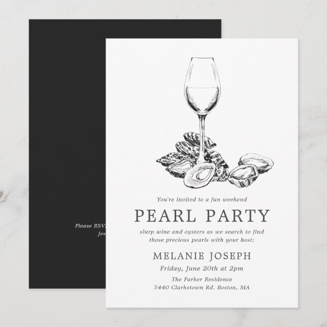 Invitation Réunion de préparation de fête de perle Minimalist (Devant / Derrière)