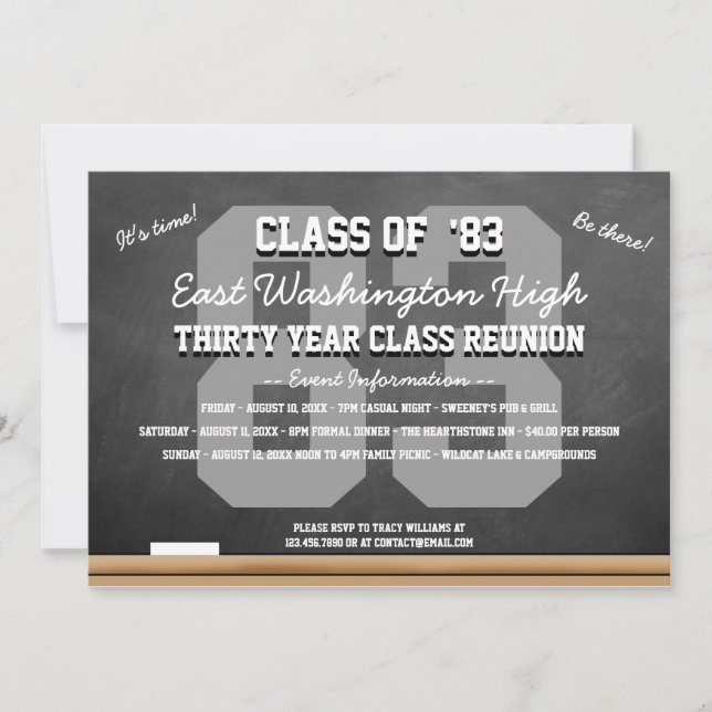 Invitation Réunion du collège Chalkboard personnalisée (Devant)