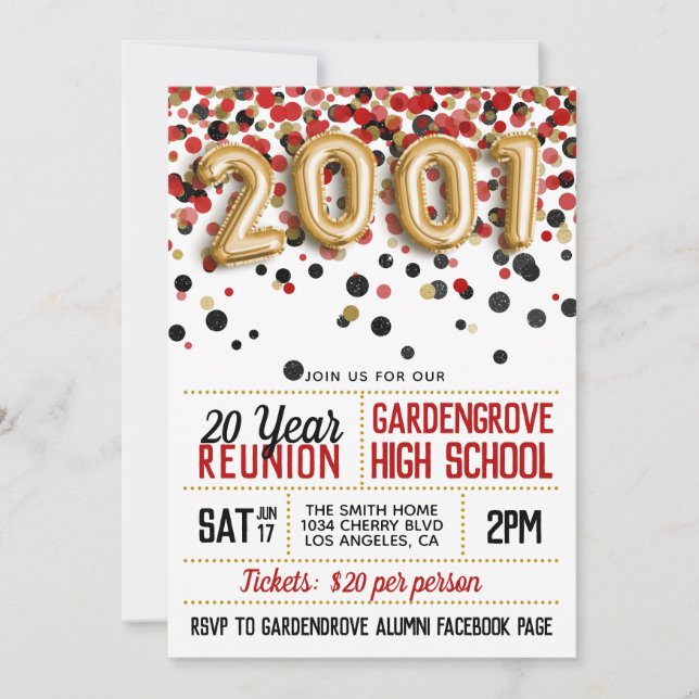 Invitation Réunion du lycée de 2001 (Devant)