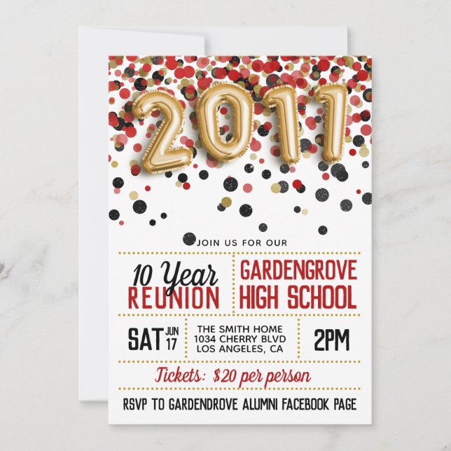 Invitation Réunion du lycée de 2011 (Devant)