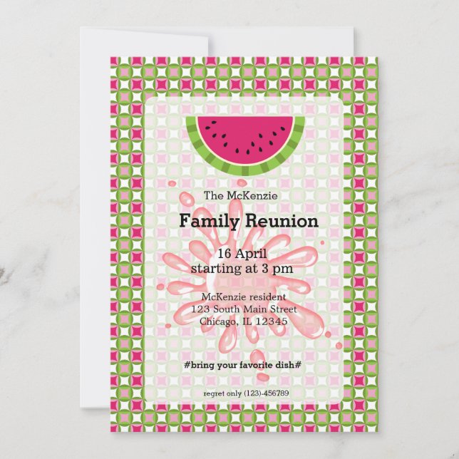 Invitation Réunion familiale de pastèque (Devant)