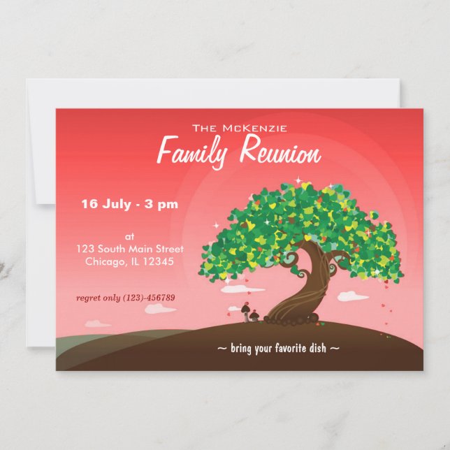 Invitation Réunion familiale (rouge) (Devant)