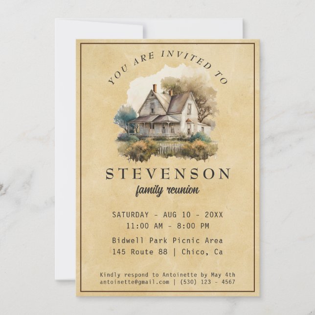 Invitation Réunion familiale rustique (Devant)