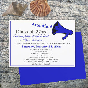 Invitation Réunion minimaliste de classe de lycée bleu blanc