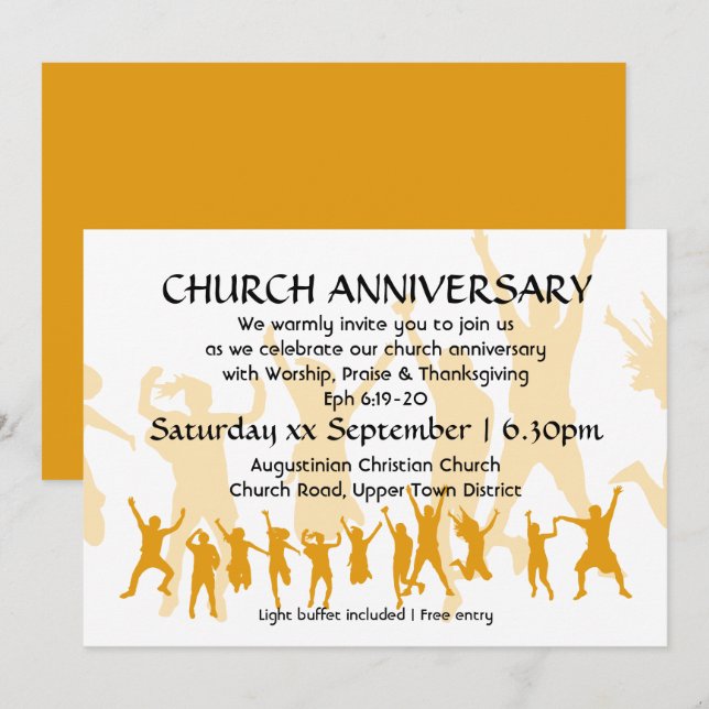 Invitation Réunion moderne de l'église personnalisée jaune (Devant / Derrière)