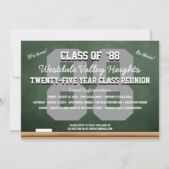 Invitation Reunion scolaire du collège avec tableau vert pers (Devant)